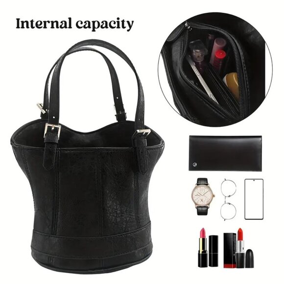 Chic Sexy Corset-Style Small Bucket Handbag Punk Purse with Bold Personality - Picture 6 of 10